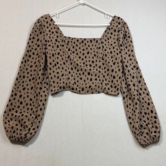no brand Tops - a new day Tan and Black Polka Dot Blouse